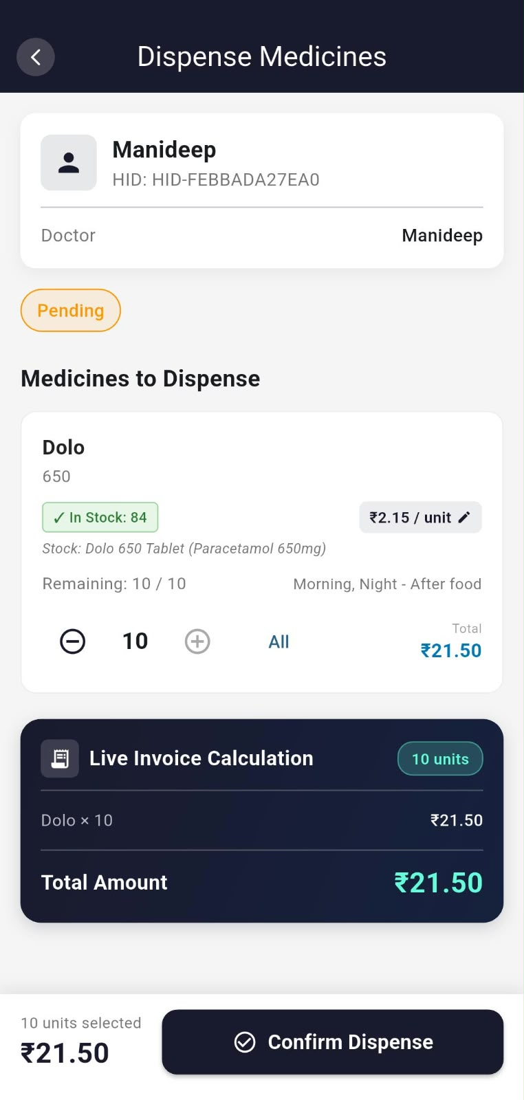 Dispense & Billing